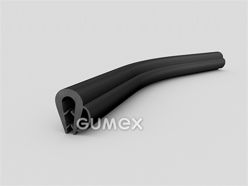 "U" Gummiprofil mit Seitendichtung, 15x12,5/2,5mm, 70°ShA, EPDM, -40°C/+100°C, schwarz, 